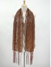 Sequined Flower Mesh Scarf W/ Fringe